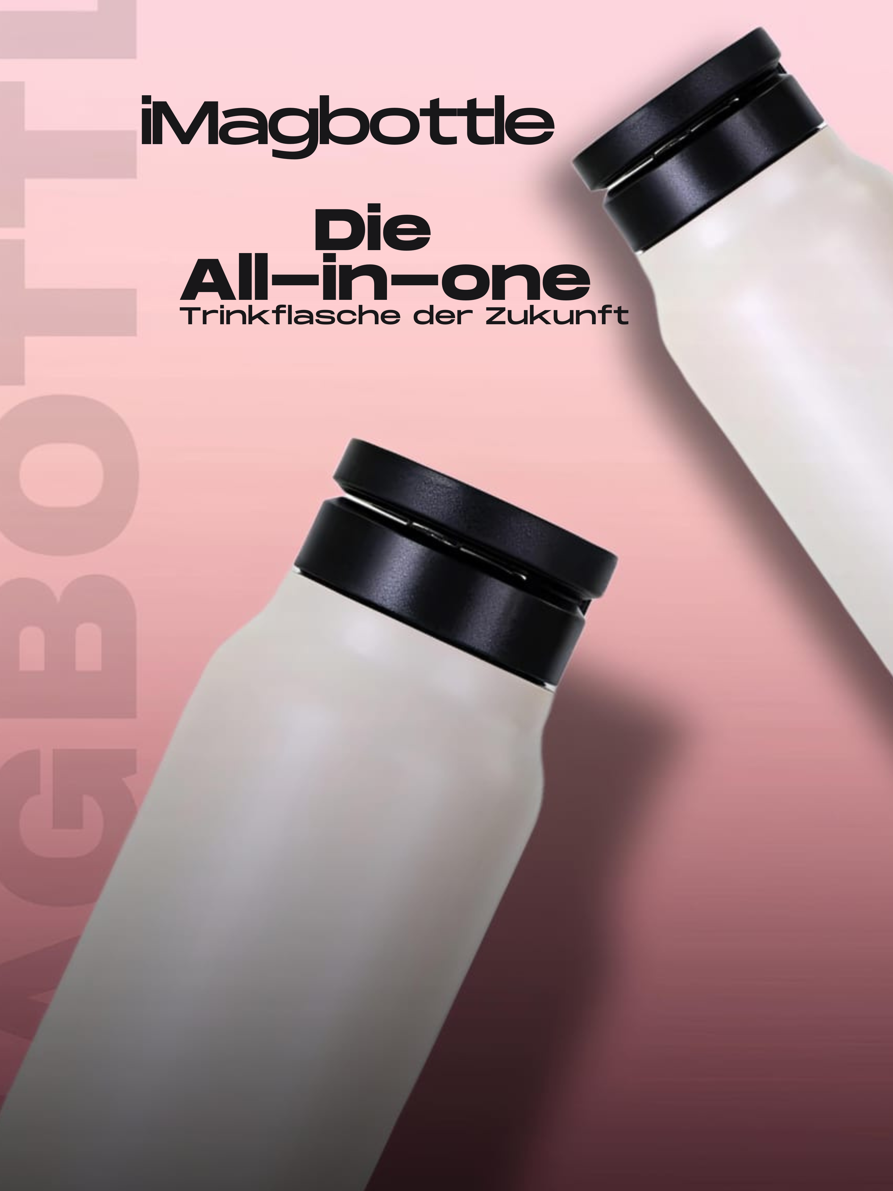 Trinkflasche mit Magnet-Halterung für Smartphones & Tablets